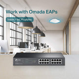 TP-Link Commutateur PoE Plus Gigabit 16 ports Montage en baie Gestion Web facile Smart