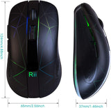 Rii Wireless Mouse RM200, RGB Rechargeable Mouse,Computer Mouse with 3
