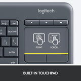 Logitech K400 Plus Wireless Touch TV Keyboard with Easy Media Control