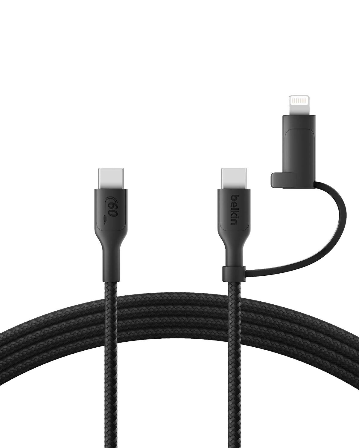 Belkin BoostCharge tressée 2-en-1 Câble de charge USB-C avec USB-C et Lightning