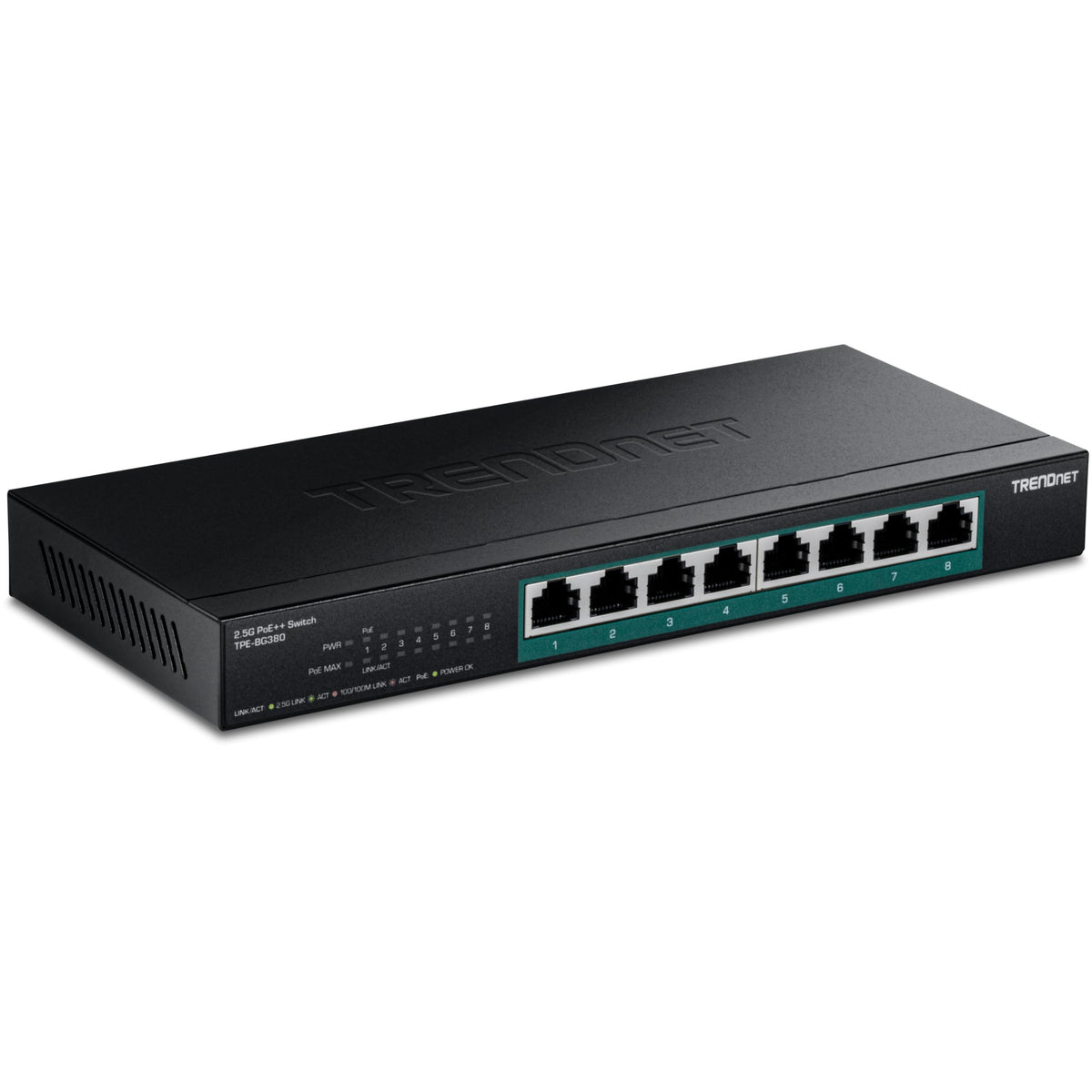 TRENDnet 8-Port 2.5G PoE++ Switch, TPE-BG380, 8 x 2.5GB PoE++ Ports, 2