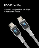 Belkin BoostCharge Braided USB-C to USB-C Cable (1M/3.3ft) for iPhone