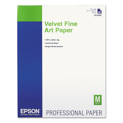 Epson 25-Sheet 17inx22in Velvet Fine Art Paper