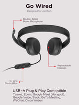 Lenovo USB-A Wired Stereo Headset for PC/Laptop, AI Noise Canceling vi