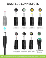 12V 2A Power Supply AC Adapter Replacement with 8 Tips, Regulated 12 V