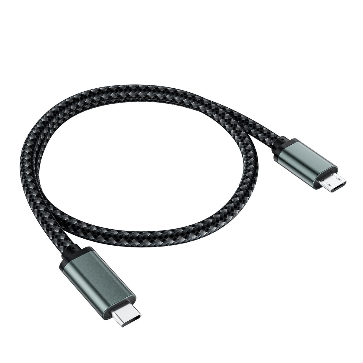 USB C to Micro USB Cable 0.3M, Short Braided Type C to Micro USB Cable