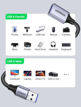 5FT BLACK USB 3 DESKTOP EXTENSION CABLE