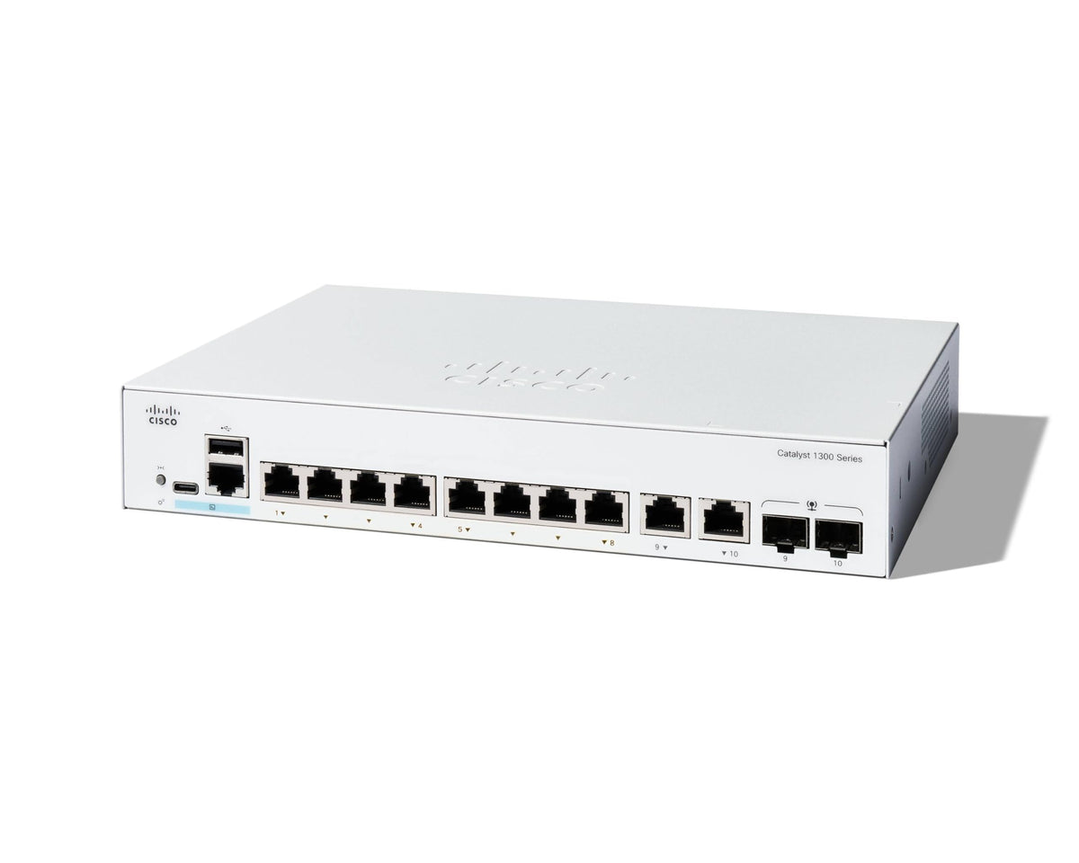 Cisco Catalyst 1300-8T-E-2G Managed Switch, 8 Port GE, Ext PS, 2x1GE C