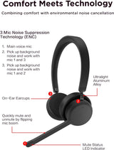 Lenovo Wireless Stereo Headset, Noise Cancelling Mic, Bluetooth 5.3 Mu