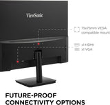 ViewSonic 24IN Colorpro 1080P IPS Monitor with USB-C, Displayport, HDMI, USB-A, Ergonomic, and Pantone Validated.