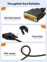 CableCreation Câble adaptateur bidirectionnel HDMI mâle vers DVI-D mâle de 1,5 m