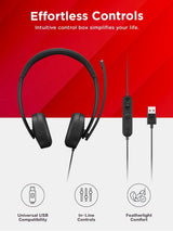 Lenovo USB-A Wired Stereo Headset for PC/Laptop, AI Noise Canceling vi