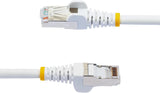 Câble Ethernet CAT6a blanc de 22,86 m, RJ45 sans accroc, 10G, PoE 100W, S/FTP, LSZH, cuivre pur 27AWG, 500MHz, cordon de brassage réseau blindé