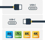 CÂBLE USB4 STARTECH DE 1,5 M (5 PI), 80 GBPS, CERTIFIÉ USB-IF, ALIMENTATION USB-C 240 W, DP2.1 8K 120HZ/4K 240HZ DP80, COMPATIBLE THUNDERBOLT 4 - BLANC USB-C