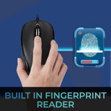 Adesso iMouse F1 Wired USB Mouse with Fingerprint Reader 1200 DPI AES