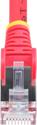 Câble Ethernet CAT6a rouge de 1,8 m, RJ45 sans accroc, 10 Gbit/s, PoE 100 W, S/FTP, LSZH, cuivre nu pur 27 AWG, 500 MHz, cordon de brassage réseau blindé