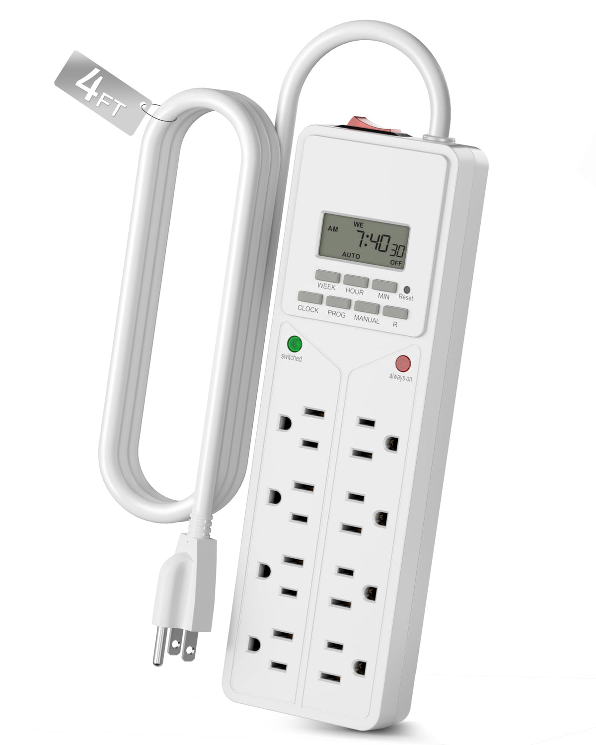 BN-LINK 8 Outlet Surge Protector with 7-Day Digital Timer (4 Outlets T
