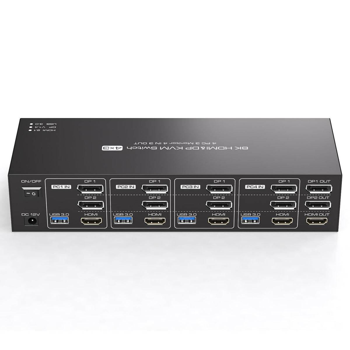 8K HDMI + 2 Displayport KVM Switch 3 Monitors 4 Computers 4K144Hz KVM