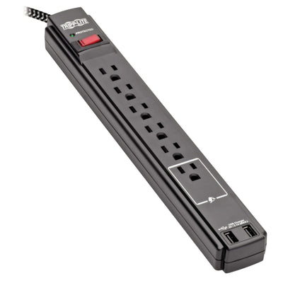 Tripp Lite Surge Protector Power Strip with USB, 6-Outlet & 2 USB Port