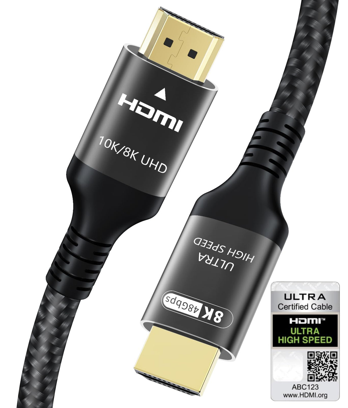 Certified 10K 8K HDMI 2.1 Cable 48Gbps 10 FT, Ultra High Speed HDMI Ca