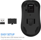 Arteck 2.4G Wireless Mouse with Nano USB Receiver Ergonomic Design Sil