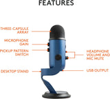 Logitech For Creators Blue Yeti USB Microphone for PC, Mac, Gaming, Re