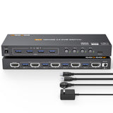 4K@60Hz HDMI KVM Switch 4 Computers with 4 USB 2.0 Ports KVM Switches