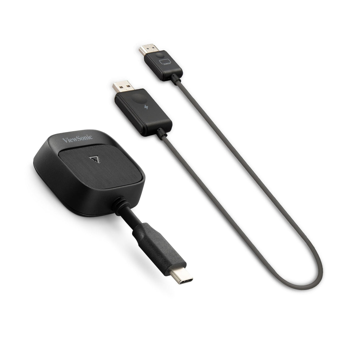 ViewSonic Viewshare WPD-900E, système de présentation sans fil, RX avec 802.11N (1T1R) + USB 2.0 ; TX avec USB-C et entrée d'alimentation PD jusqu'à 60W. Noir
