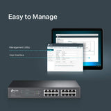 TP-Link Commutateur PoE Plus Gigabit 16 ports Montage en baie Gestion Web facile Smart