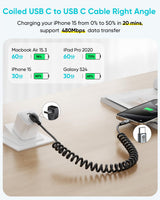 3FT USB C CHARGING CABLE COILED M/M