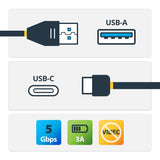 StarTech.com USB to USB C Cable – 1m / 3 ft – 5Gbps – USB A to USB C –