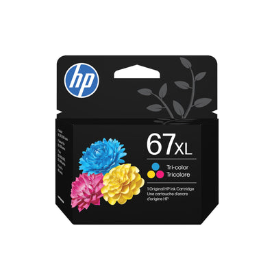 Cartouche d'encre trois couleurs grande capacité HP 67XL authentique, compatible avec les imprimantes HP De