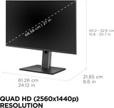 ViewSonic VG2752-2K 27 Inch IPS 1440p Ergonomic Monitor with Tilt, Swi