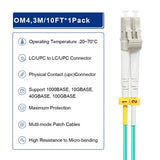 Câble de brassage fibre OM4, 3M OM4 LC à LC fibre optique 40GB/100GB