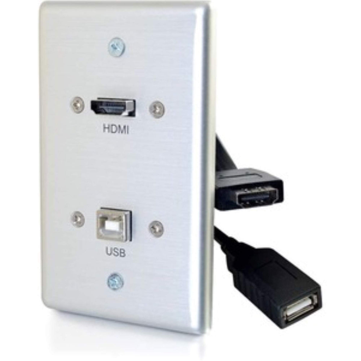 C2G 39874 HDMI and USB Pass Through Single Gang Wall Plate, Brushed Al
