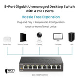D-Link 8-Port Gigabit Unmanaged PoE+ Ethernet Switch, with 4 PoE Ports