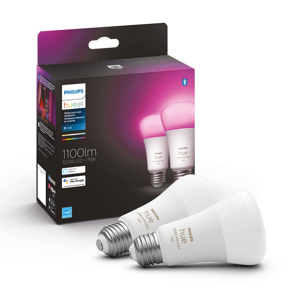 Philips Hue White and Colour Ambiance 10.5W Equivalent 75W A19 Base E2