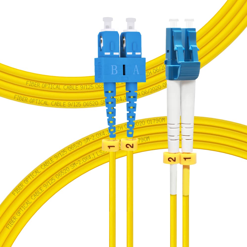 10M (32.8FT) LC TO SC (UPC) OS2 SINGLE MODE DUPLEX FIBER OPTIC CABLE, 9/125 M, 1