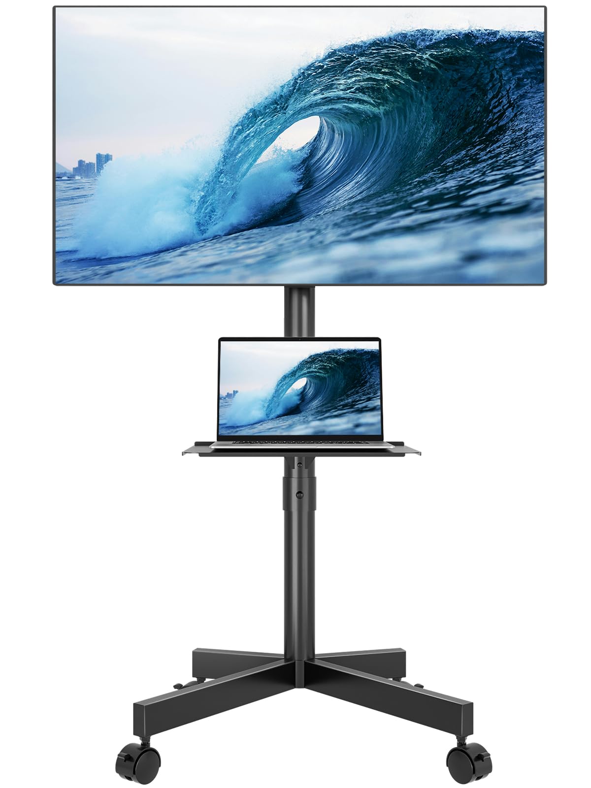 BONTEC Mobile TV Stand, Rolling TV Stand for 23-60 Inch Screens, Adjus