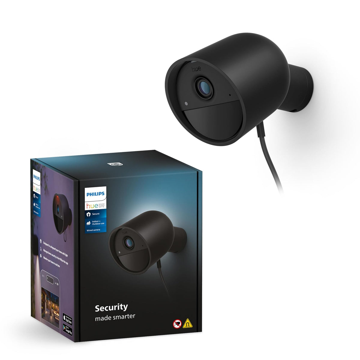 Philips Hue Secure Wired Smart Home Security Camera, Black - 1 Pack -