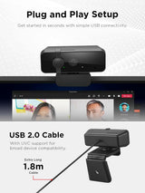 Lenovo Essential FHD Webcam Gen 2, Full HD, 1080p, Dual Microphones, 8