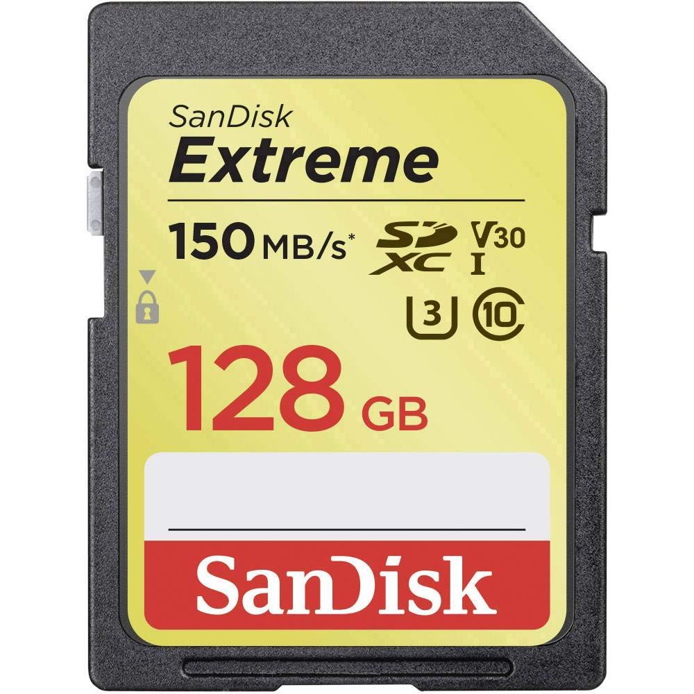 SanDisk 128GB Extreme SDXC UHS-I Memory Card - 150MB/s, C10, U3, V30,