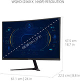 ViewSonic VX2718-2KPC-MHD 27 Inch Curved 1440p 1ms 180Hz Gaming Monito