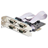 StarTech 4-PORT Serial PCIE Card, Quad-Port PCI Express to RS232/RS422/RS485 (DB9) Serial Card, 16C1050 UART, ESD Protection, Windows/Linux, TAA-Compl
