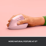 Logitech Lift Vertical Ergonomic Mouse, Wireless, Bluetooth or Logi Bo