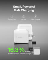Belkin Chargeur Mural Dual USB-C 45W, Charge Rapide Power Delivery 3.0