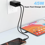 Chargeur Samsung super rapide 45W USB-C, charge rapide double port USB-C 45W
