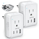 2 Pack European Travel Plug Adapter, VINTAR Foldable International Pow