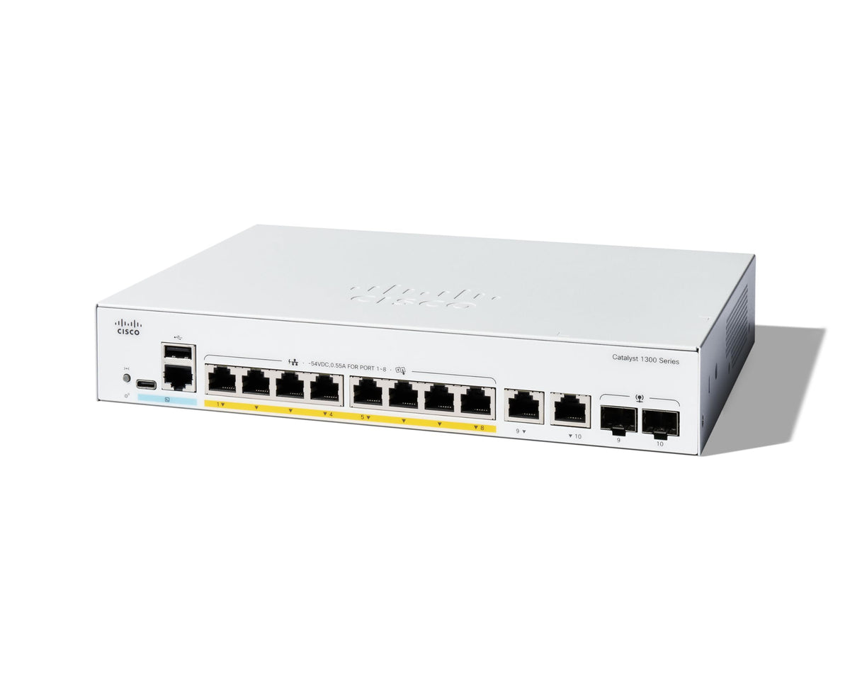 Cisco Catalyst 1300-8FP-2G Commutateur administré, 8 ports GE, PoE complet, 2x1GE
