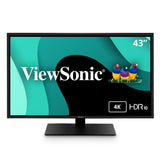 ViewSonic 43IN 4K Commercial LED 16/7, 350 NITS, Android 14 AOSP, 4000:1, USB-C, 3X HDMI, RS232, RJ45, WI-FI/BT SLOT, Dual 10W Speakers. Pro-Grade